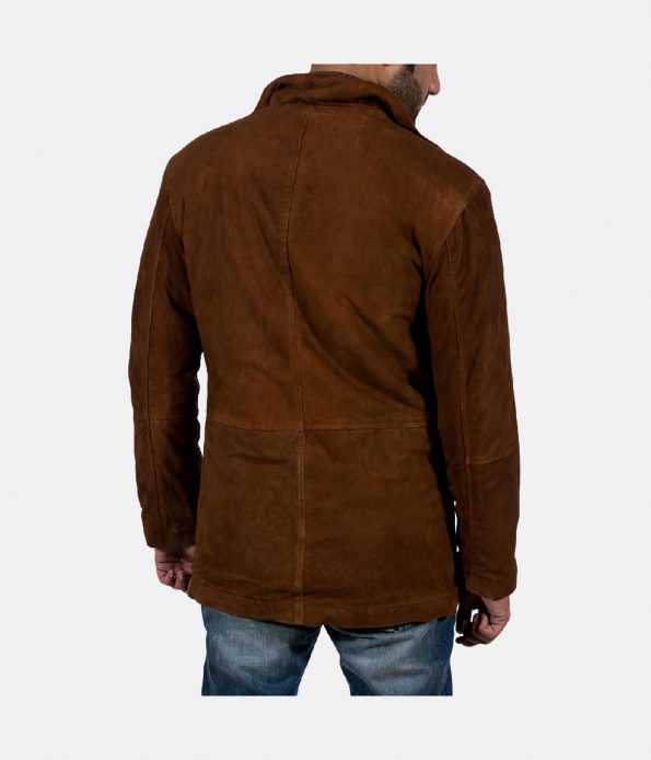 Men's Mid-Length Suede Leather Coat