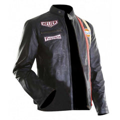 Steve McQueen Gulf Le Black Leather Jacket