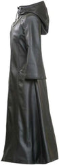 Kingdom Game Heart Anime Costume Coat - Classic Black Hoodie Long Genuine Leather Coat