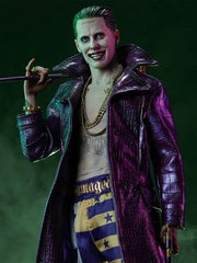 Suicide Squad Joker Jared Leto Purple Leather Coat