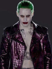Suicide Squad Joker Jared Leto Purple Leather Coat