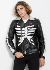 Supreme Black Real Leather Skeleton Biker Jacket 