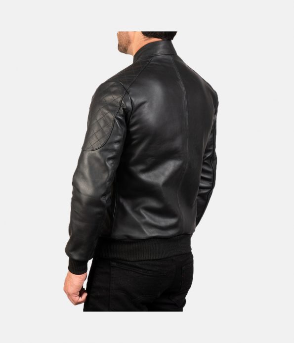 Men's Quilted Biker Bomber Leather Jacket