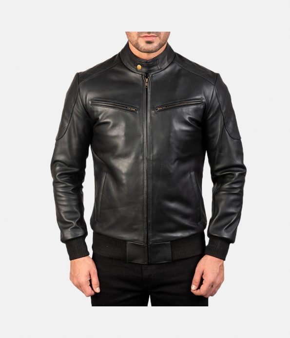 Men's Quilted Biker Bomber Leather Jacket