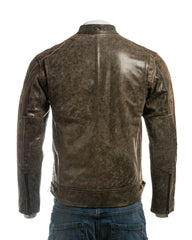 Men's Desert Tan Racing Biker Style Leather Jacket