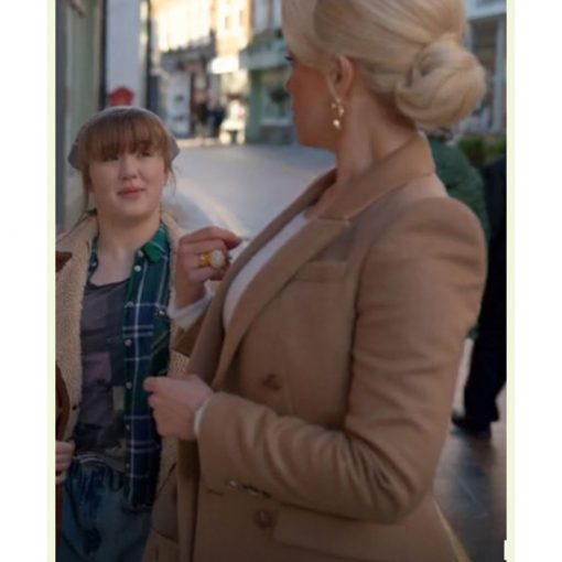 Hannah Waddingham Brown Coat