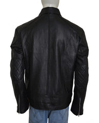 Terminator 5 Arnold Schwarzenegger Biker Black Leather Jacket Back