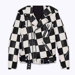 The Bold and the Beautiful Checkered Motorcycle Leather Jacket