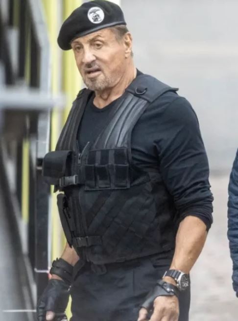 The Expendables 4 2023 Sylvester Stallone Black Tactical Leather Vest