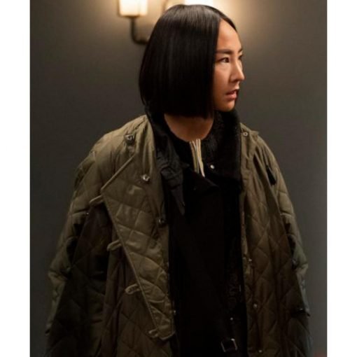 Greta Lee Quilted Green Coat