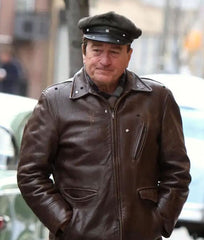 The Irishman Robert De Niro Frank Sheeran Brown Leather Jacket 