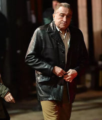 The Irishman Frank Sheeran Robert De Niro Black Leather Jacket