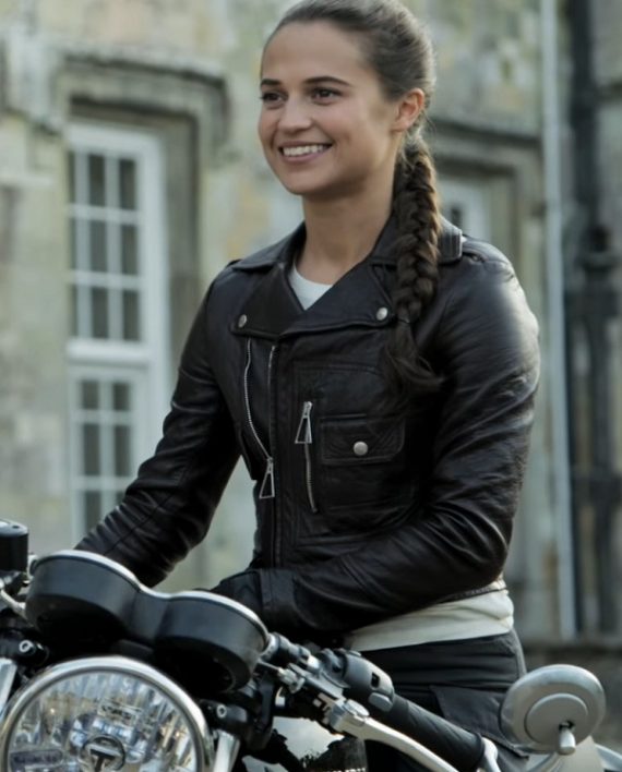 Tomb Raider Alicia Vikander Biker Leather Jacket
