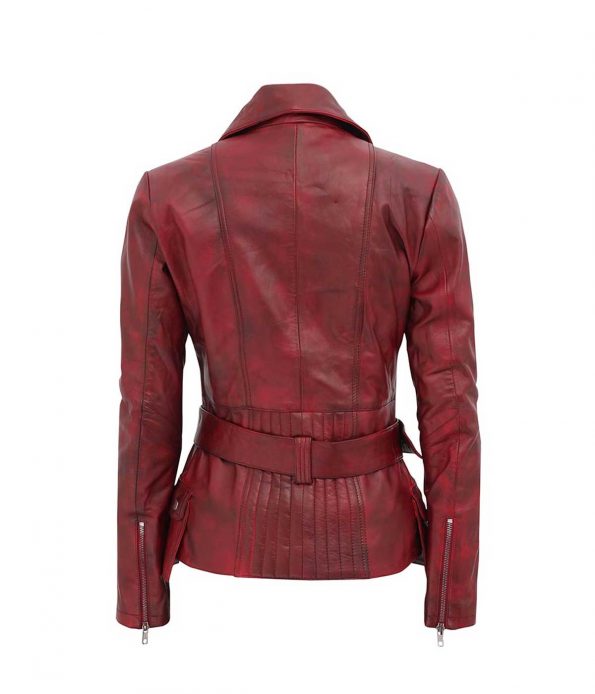 Women's Asymmetrical Distressed Leather Jacket