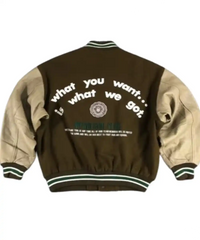 Brown Varsity Letterman Bomber Jacket