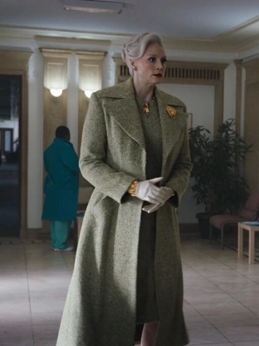 Wednesday Larissa Weems Green Wool Trench Coat