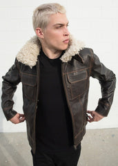 Men's Aviator Hoth Shearling Bomber Brown Han Solo Jacket