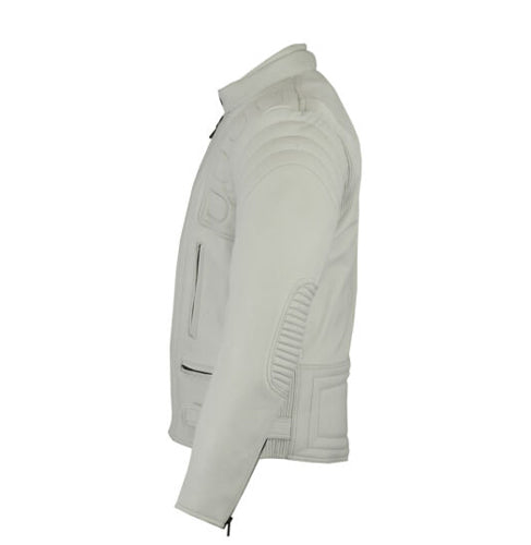 White Motorcycle Style Women Leather Racing Jacket