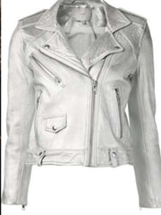 Willa Holland Arrow Season 4 Thea Queen Silver Leather Jacket