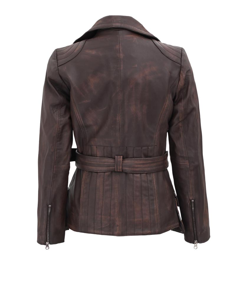 Women's Asymmetrical Distressed Leather Jacket