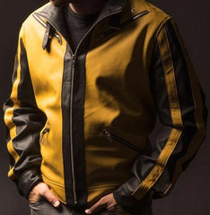 Wolfenstein The New Colossus Black With Yellow Stripes Leather Jacket