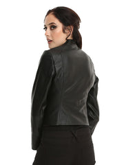 Woman Batman Logo Black Leather Jacket