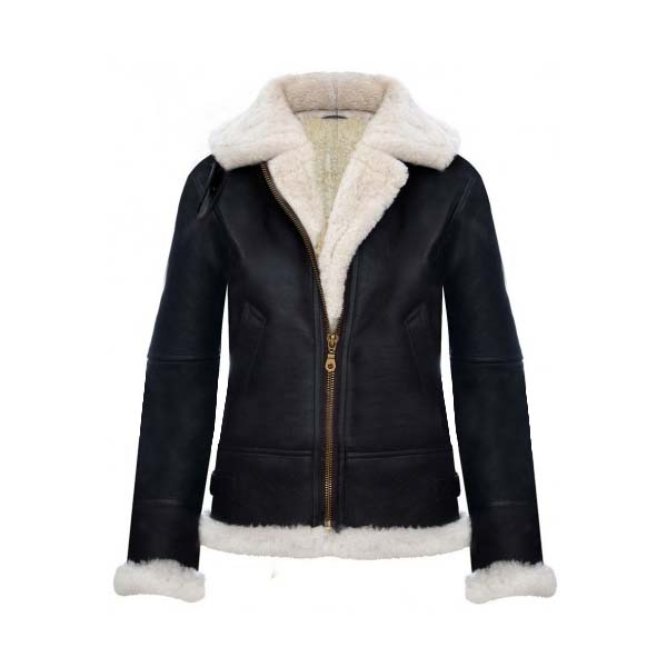 Women B3 Aviator Black Shearling Leather Jacket