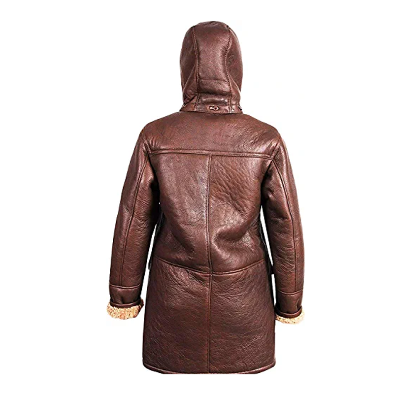 B3 Aviator Fur Shearling Sheepskin Brown Hooded Leather