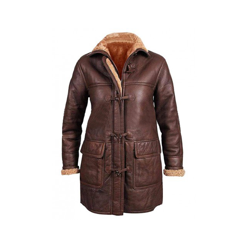 B3 Aviator Fur Shearling Sheepskin Brown Hooded Leather