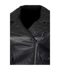 Women's Black Asymmetrical  Leather Jacket