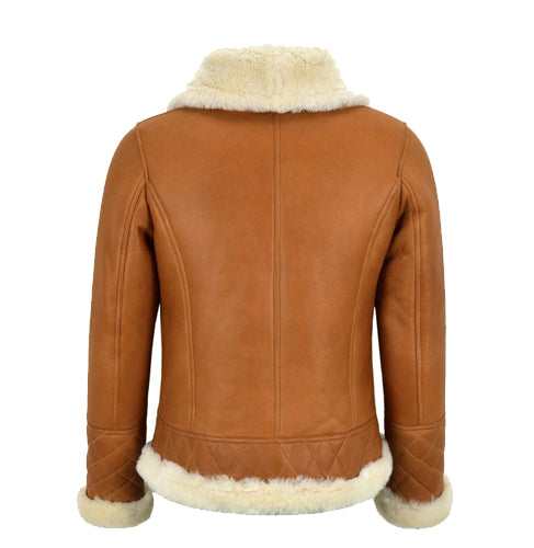 Women Bomber Design Brown Premium Leather Jacket