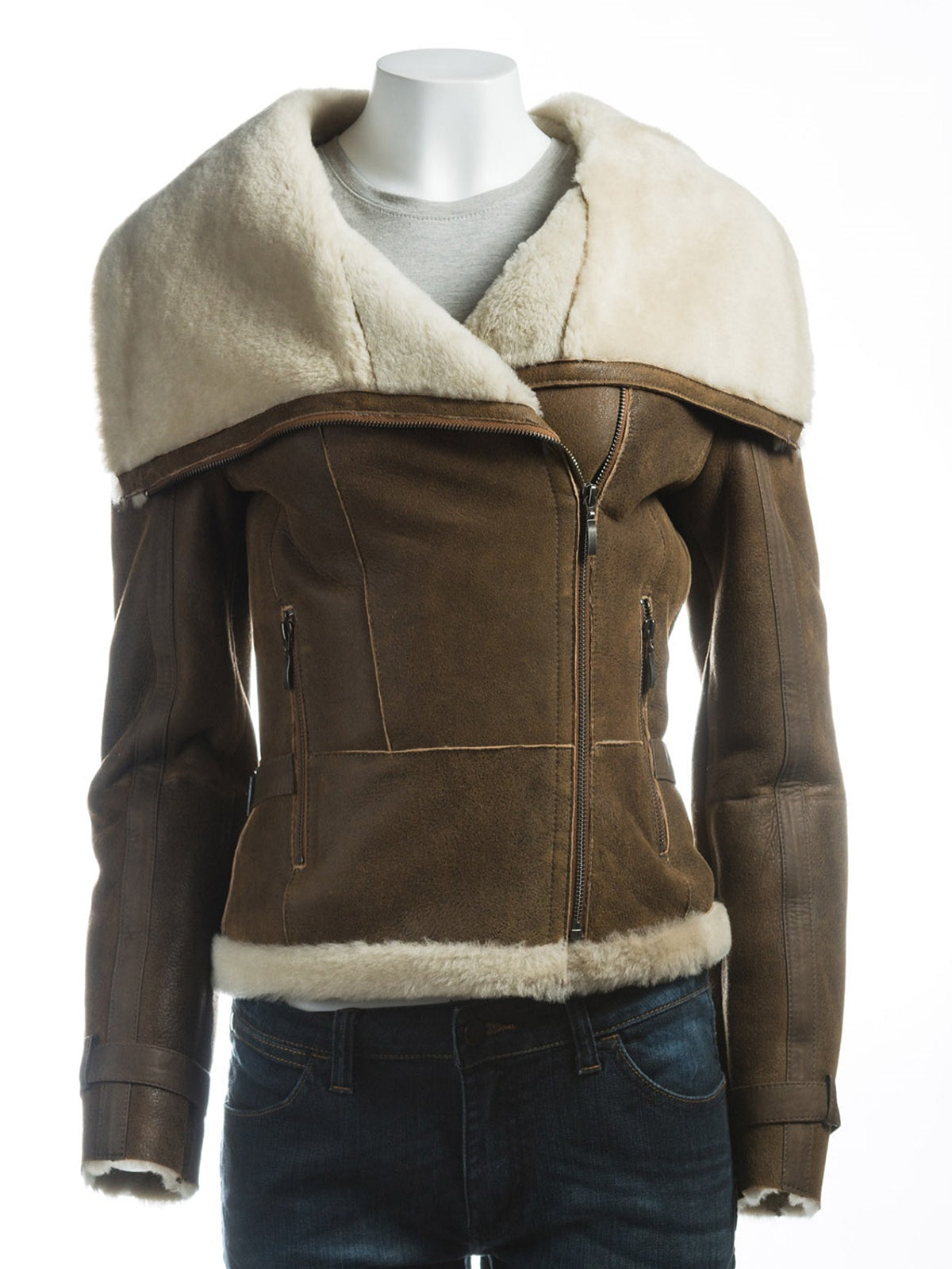 LADIES OVERSIZED FUR COLLAR JACKET