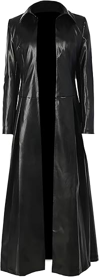 Women's Classic Black Genuine Leather Kate Beckinsale Underworld Cosplay Long Trench Coat