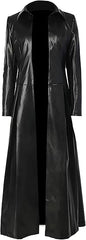 Women's Classic Black Genuine Leather Kate Beckinsale Underworld Cosplay Long Trench Coat