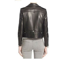 Women’s Black Lambskin Leather Bomber Biker Jacket