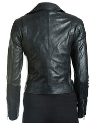 Women's Black Leather Biker Jacket