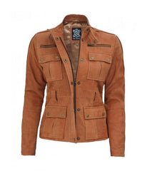 Women's Four Pockets Suede Leather Jacket