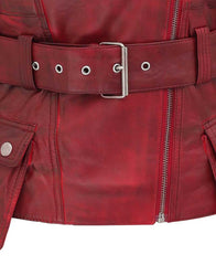 Victoria Womens Burgundy Moto Jacket