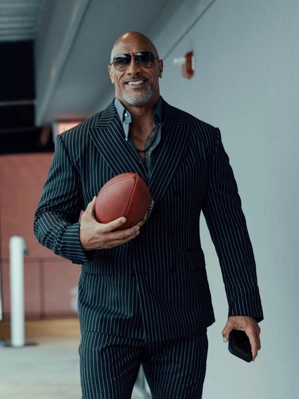 XFL 2023 Dwayne Johnson The Rock Pinstripe Suit