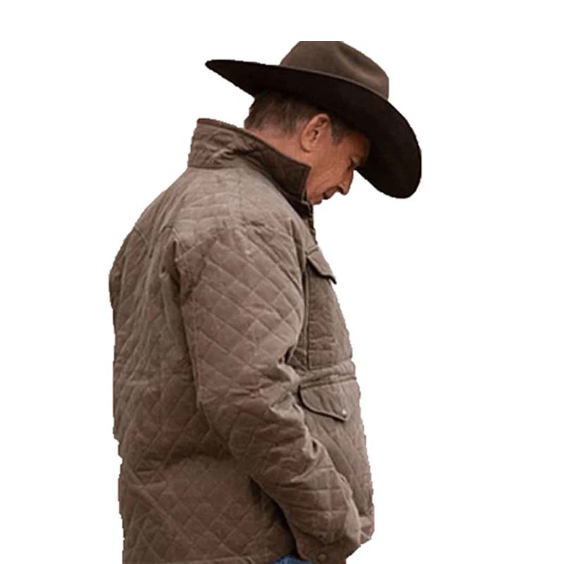 Yellowstone Season 4 Kevin Costner John Dutton Brown Quilted Cotton Jacket