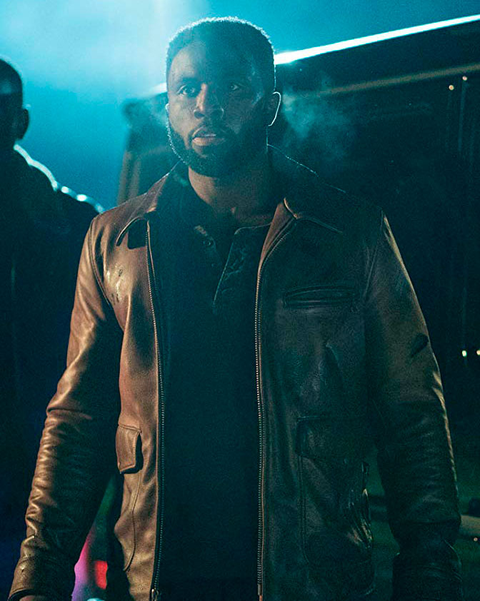 Y’lan Noel The First Purge Dmitri Brown Leather Jacket
