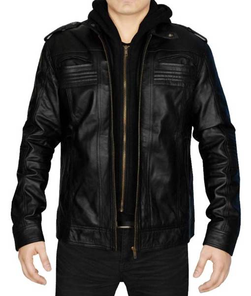 AJ Styles Leather Jacket with Hoodie