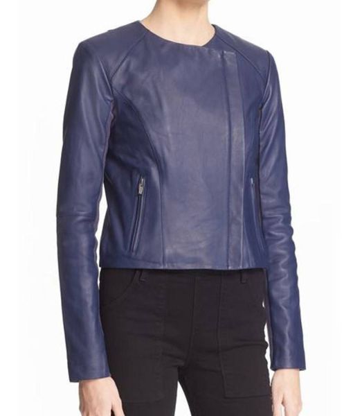 Arrow Emily Bett Rickards Blue Leather Jacket