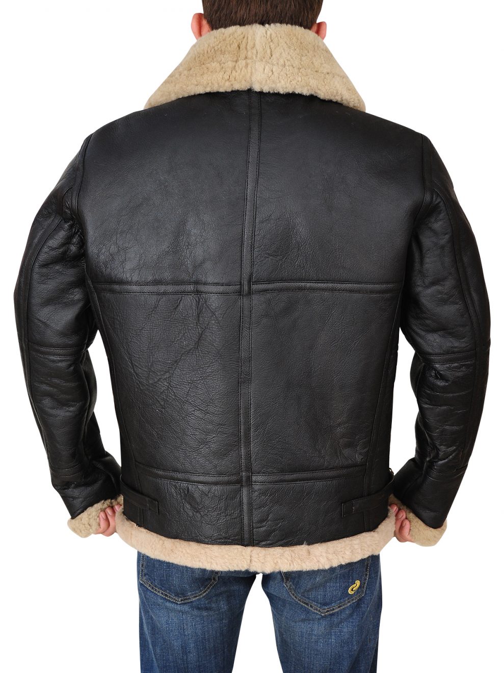 MEN BOMBER B3 BLACK LEATHER JACKET