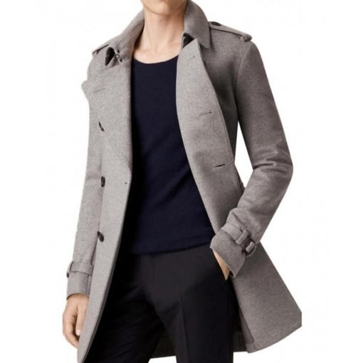 Jesse Eisenberg Grey Wool Coat