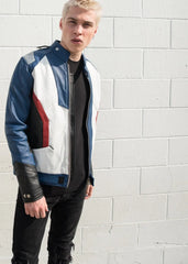 Men's Soldier 76 Blue Real Leather Jacket