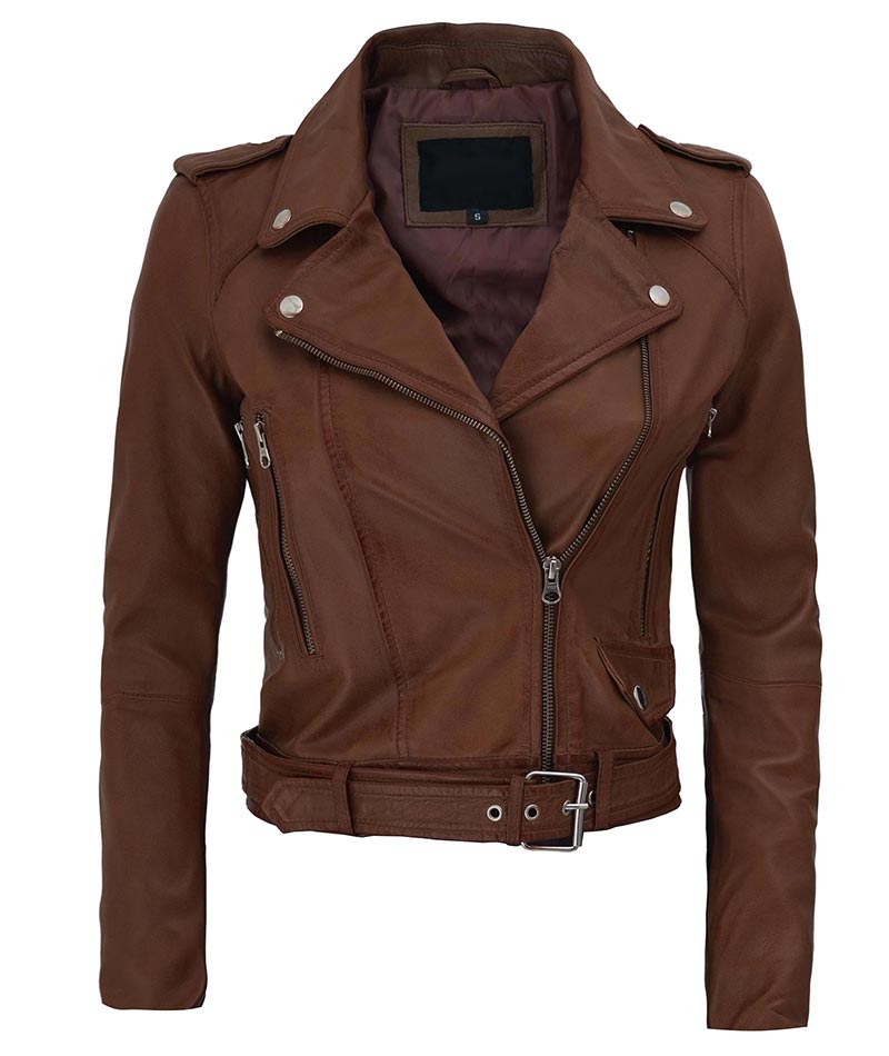 Women's Asymmetrical Biker Leather Jacket