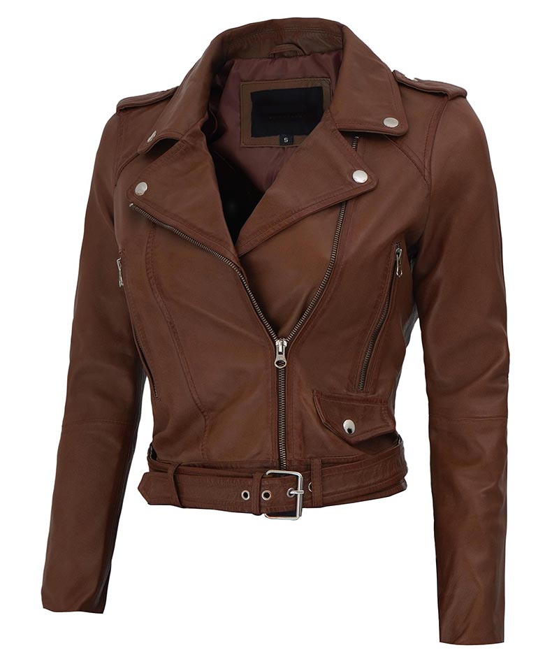 Women's Asymmetrical Biker Leather Jacket