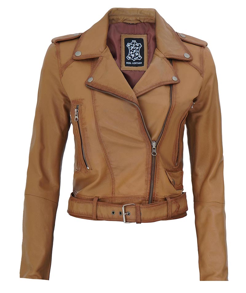 Women's Asymmetrical Biker Leather Jacket