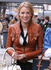 Blake Lively Brown Leather Jacket